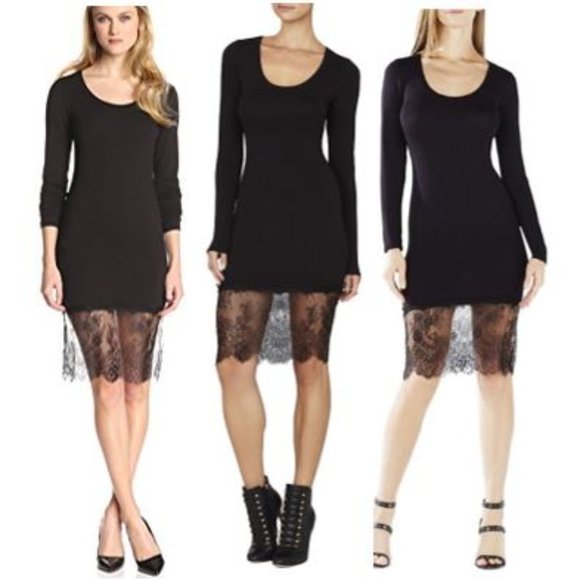 BCBGMaxAzria “Livi” Lace-Hem Ribbed Tunic Dress XXS - Picture 2 of 16